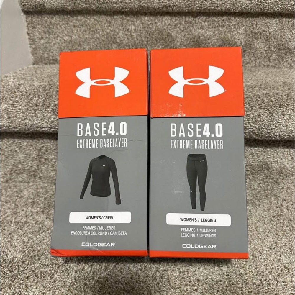 Under Armour Women's 4.0 Black Crew Top and Legging Base Layers